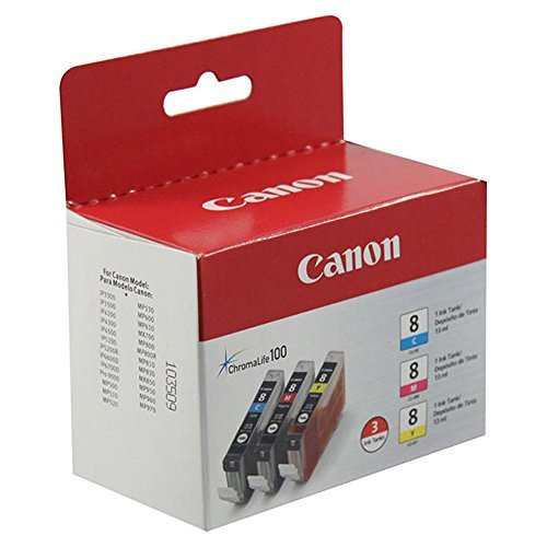 Canon 0621B016 (CLI-8) C/M/Y 3 Pack Color Ink Standard Yield